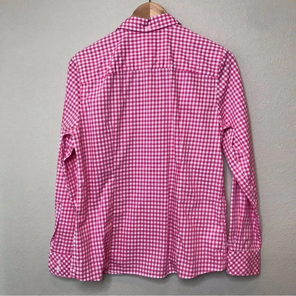 L.L. BEAN Blouse Top Vintage Pink Gingham Classic Style Size S - Picture 4 of 7